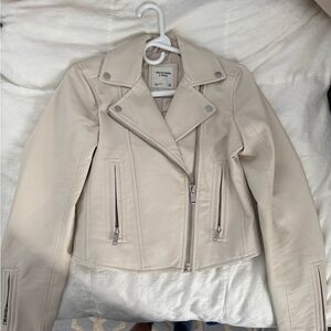Abercrombie & Fitch Cream Leather Jacket